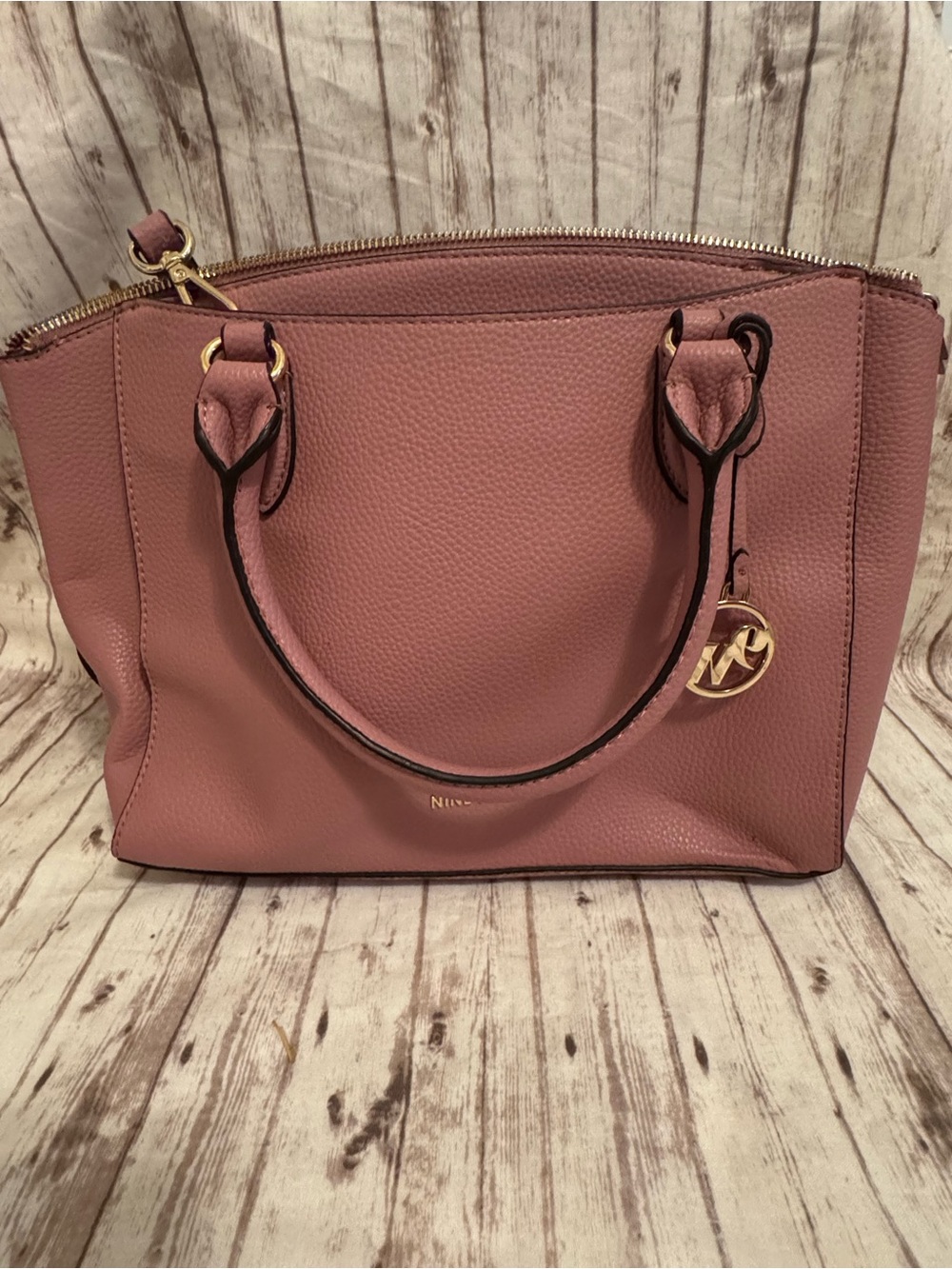 Nine West Pebbled Satchel Crossbody Purse Tote Bag - Picture 2 of 11